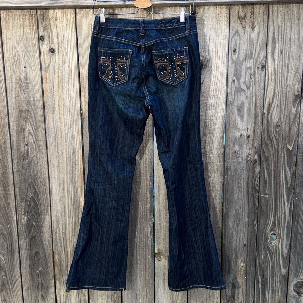 Seven7 Y2K Premium Blue Denim Jeans Boot Cut Flare Size 4